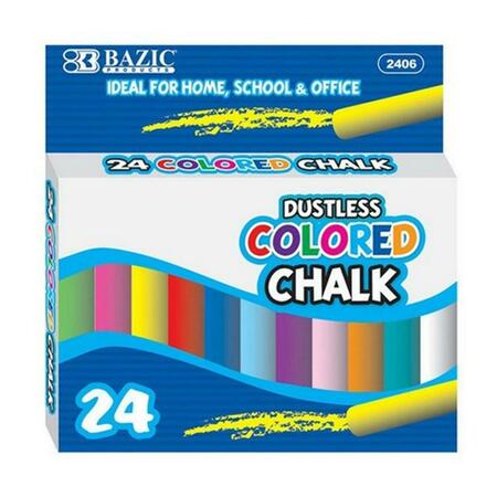 BAZIC PRODUCTS Bazic Dustless Assorted Color Chalk Pack of 24 2406